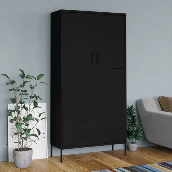 vidaXL Wardrobe Black 35.4"x19.7"x70.9" Steel