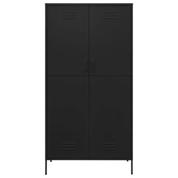 vidaXL Wardrobe Black 35.4"x19.7"x70.9" Steel - Image 3