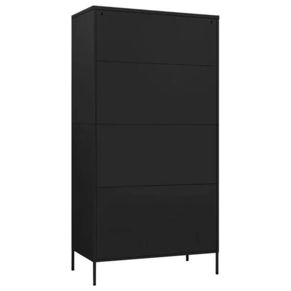 vidaXL Wardrobe Black 35.4"x19.7"x70.9" Steel - Image 5