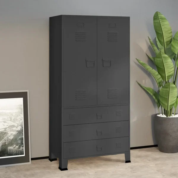vidaXL Industrial Wardrobe Anthracite 35.4"x19.7"x70.9" Metal
