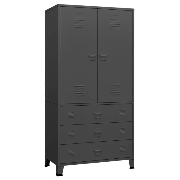 vidaXL Industrial Wardrobe Anthracite 35.4"x19.7"x70.9" Metal - Image 2